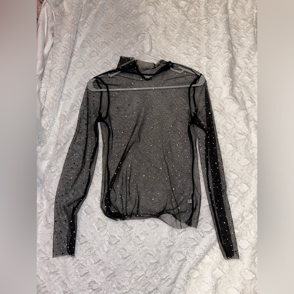 Princess Polly Tops - Princess Polly Diamond-Studded Mesh Top - Size 2